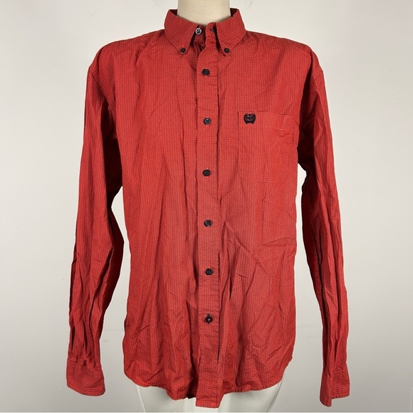 ❤️ Cinch Men's Red Button-Up Shirt XXL - Picture 3 of 10